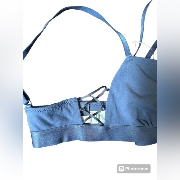 Aerie Bra Medium square neck strappy bralette NWT denim blue vibes strappy side - Picture 3 of 5